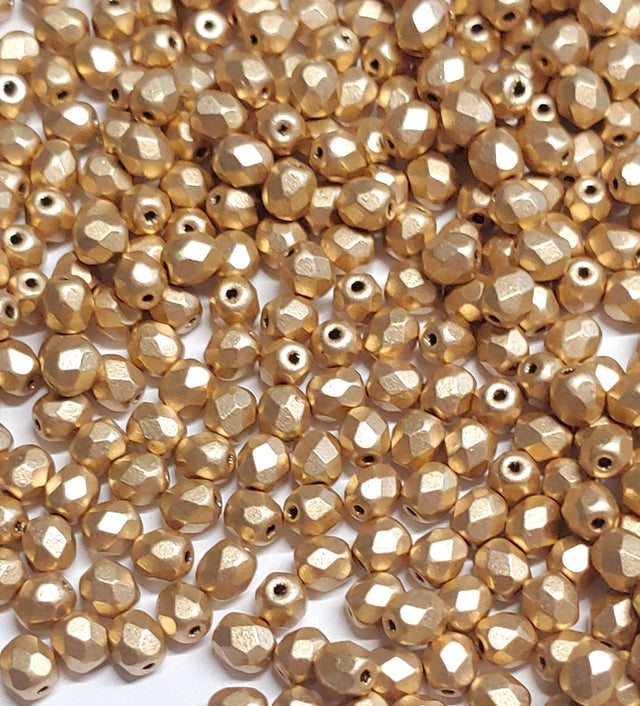 4mm Fire Polish Aztec Gold, Czech glass faceted round, 01710-50 Beads