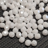 6mm Fire Polish Chalk White Shimmer, Czech glass faceted round, 03000-21402-25 beads