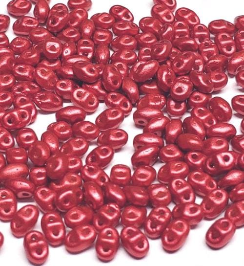 MiniDuo Chalk Lava Red, 2-Hole 2x4MM Czech Glass, 01890-10 Grams