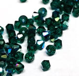 Preciosa 4mm Emerald AB, Crystal Bicone - 36 pieces