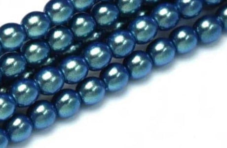 2mm, 3mm, 4mm, 6mm Pearl Shell Dusk Blue, Round Glass Beads Pearl Shell,