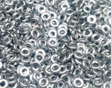 O Bead Aluminum Silver, 1X4MM Czech Glass 01700, 5 or 10 grams