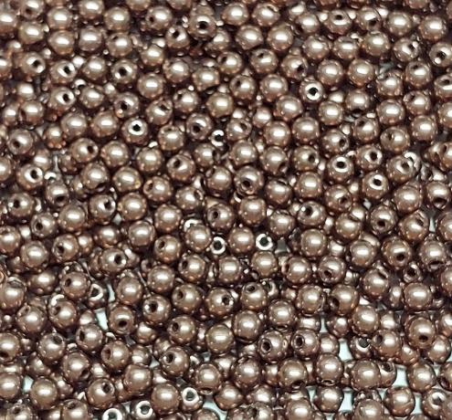 3mm Round Jet Bronze Czech Glass Beads, 14415-50 beads