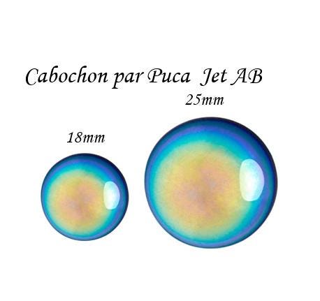 Cabochon Par Puca Paris, Jet AB, 18mm or 25mm Czech glass, Qty 1