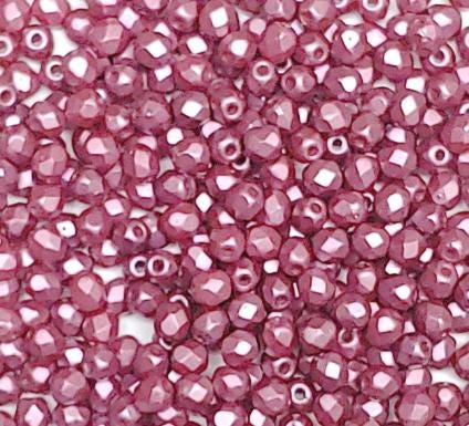 3mm Fire Polish Pastel Burgundy, Czech glass faceted round bead, 25031