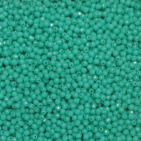 3mm Fire Polish Green Turquoise, Czech glass faceted round, 63130