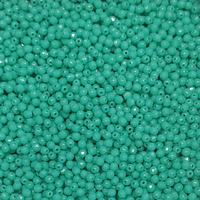 3mm Fire Polish Green Turquoise, Czech glass faceted round, 63130