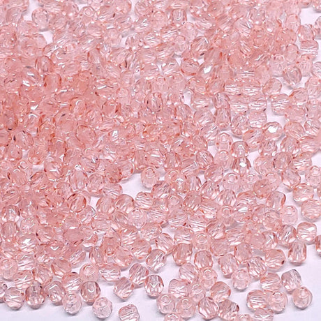 3mm Fire Polish Rosaline, Czech glass faceted round, 70110-50 beads