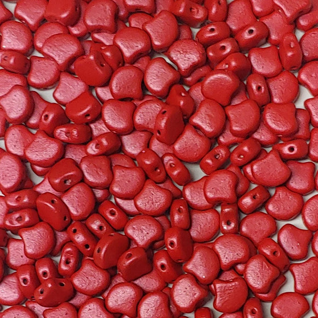 Ginko Bead Alucolour Scarlet Red, 2-Hole Czech Glass 7.5x7.5mm, 00030-33401-35 Beads