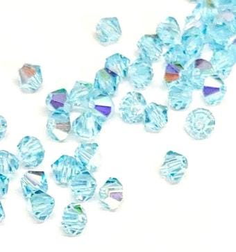 Preciosa 4mm Aquamarine AB, Crystal Bicone - 36 pieces