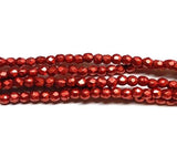 2mm Fire Polish Saturated Metallic Cherry Tomato, Czech glass faceted round, 05A08 - 50 Beads