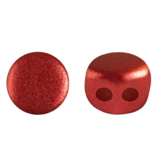 Kalos Par Puca Red Metallic Matte, 2 hole - 4MM Bead, 50 beads