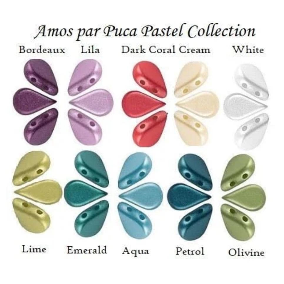 Amos® par Puca Pastel Collection, 2 Hole 4x10mm Czech Glass, 30 beads-Choose a color