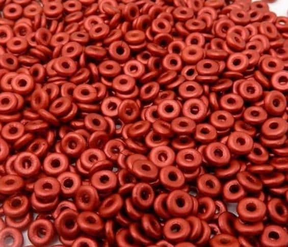 O Bead Lava Red, 1X4MM Czech Glass 01890, 5 Grams