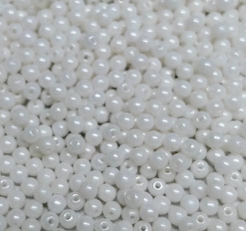 3mm Round Chalk White Shimmer, Czech Glass Beads, 03000-21402