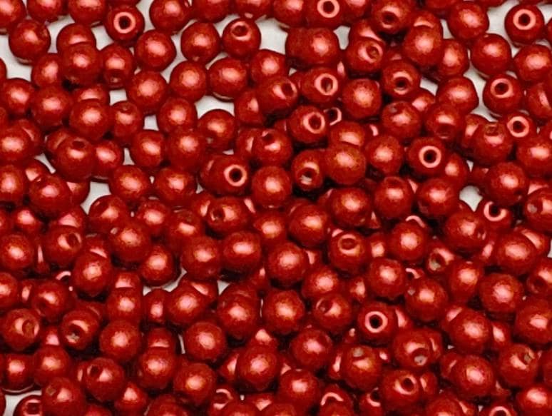 3mm Round Lava Red Czech Glass Beads, 01890-50 beads