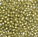 3mm Fire Polish Pastel Lime, Czech glass faceted round bead-25021