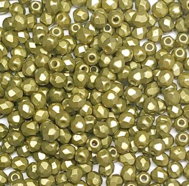 3mm Fire Polish Pastel Lime, Czech glass faceted round bead-25021