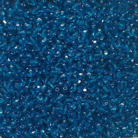 4mm Fire Polish Capri Blue, Czech glass faceted round, 60080