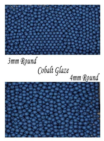 3mm, 4mm Round Alabaster Cobalt Glaze, Czech Glass Beads, 29781 - 50 beads