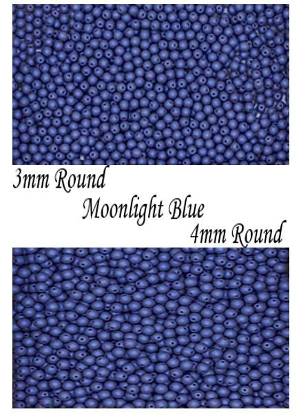 3mm, 4mm Round Alabaster Moonlight Blue, Czech Glass Beads, 29782 - 50 beads