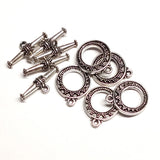 Tierra Cast Toggles, Antique Fine Silver or Antique Gold-1 piece