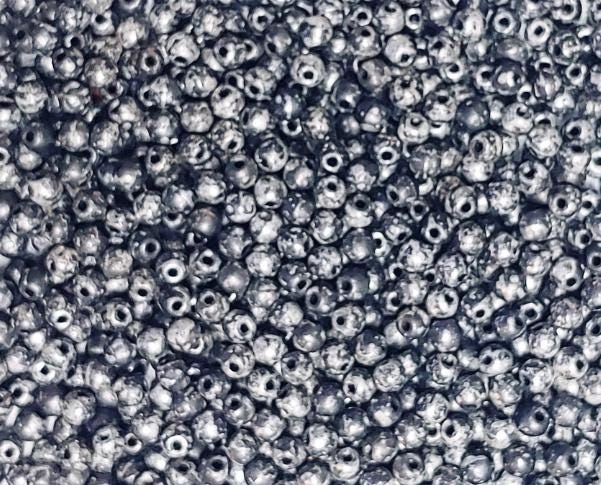 3mm Round Jet Antique Chrome Matted Czech Glass Beads, 88549 50 beads