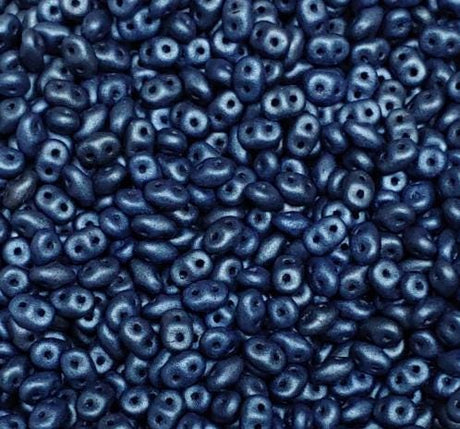 SuperDuo Metallic Suede Blue, Czech Glass 2-hole bead 2.5x5mm-79031, 10 grams