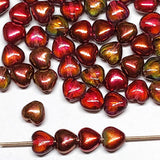 Heart Bead Crystal Red Wine, Pressed Czech Glass, 6mm 00030-95200-20 beads