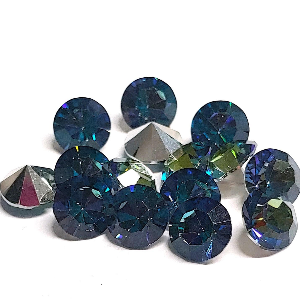 Preciosa SS39 Bermuda Blue, Maxima Chaton, 8mm, Round Chaton, Foiled Back