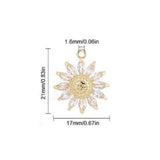 Daisy Charm 18K Gold Plated, Cubic Zirconia Flower Charm, 21x17mmx5.5mm thick Quantity 1