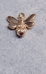 Bee Charm Cubic Zirconia 18K Gold Plated Dangle Charm with Jump Ring Jewelry Supply