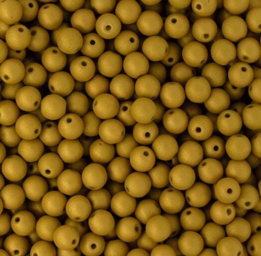 3mm, 4mm Round Alabaster Golden Olive, Czech Glass Beads, 29767 - 50 beads