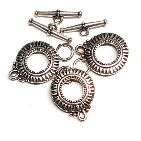 Tierra Cast Toggles, Antique Fine Silver or Antique Gold-1 piece