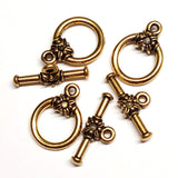 Tierra Cast Toggles, Antique Fine Silver or Antique Gold-1 piece