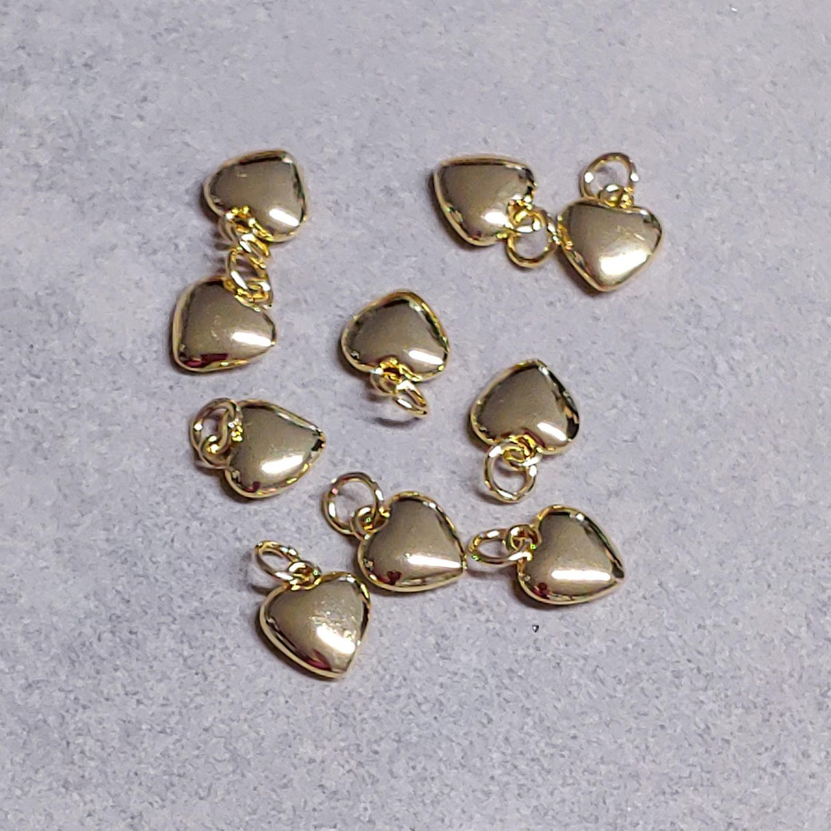 Heart Charm 10mm with Jump Ring 5x1mm, 18K Gold Plate 10x10x3.5mm-Quantity 1