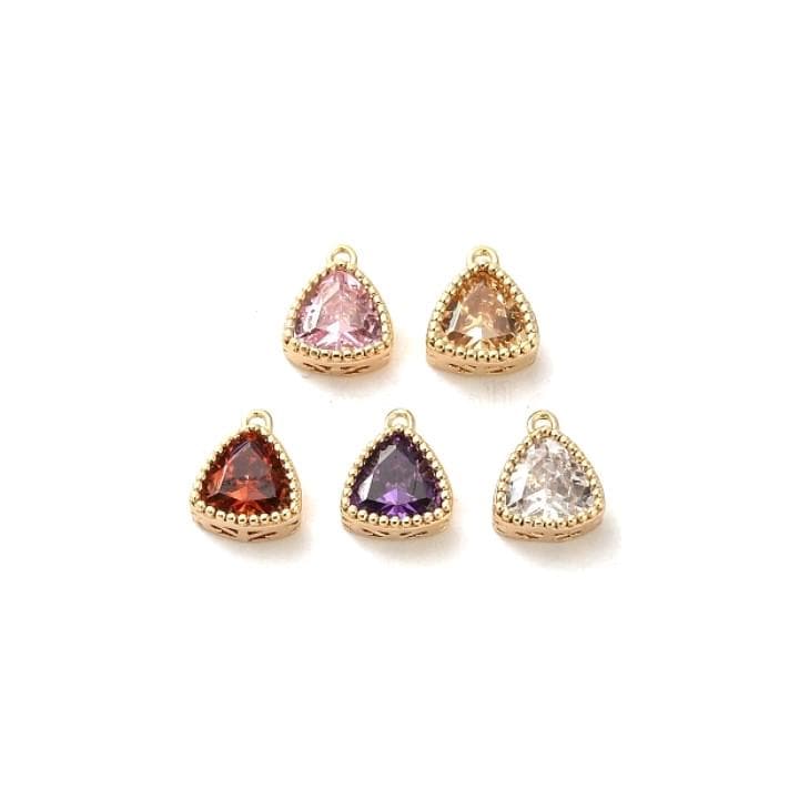 Glass Pendant Triangle Charm 18K Gold Plated Glass Jewelry Supply