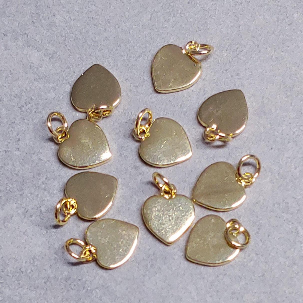 Heart Charm Flat 18K Gold Plated Dangle Charm with Jump Ring Jewelry Supply