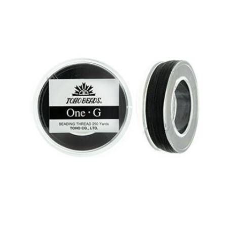 One-G Toho Nylon Beading Thread Black-50 Yards 125 Yards 250 Yards