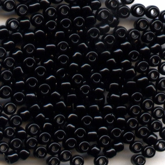 11/0 Opaque Black 401, Miyuki Glass Seed Beads, 10 grams