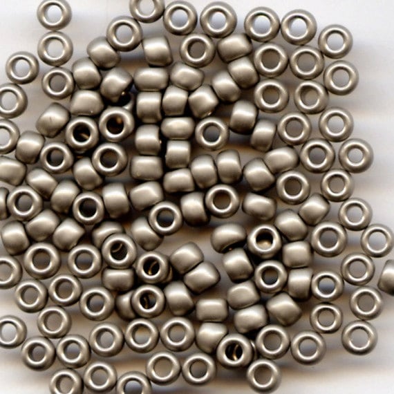 8/0 Toho Metallic Frosted Antique Silver 566, Glass Seed Beads, 10 grams