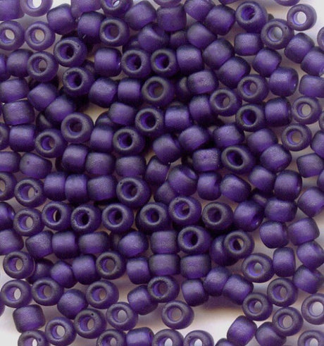 8/0 Frosted Matte Dark Purple F399J, Japanese seed bead, 20g.